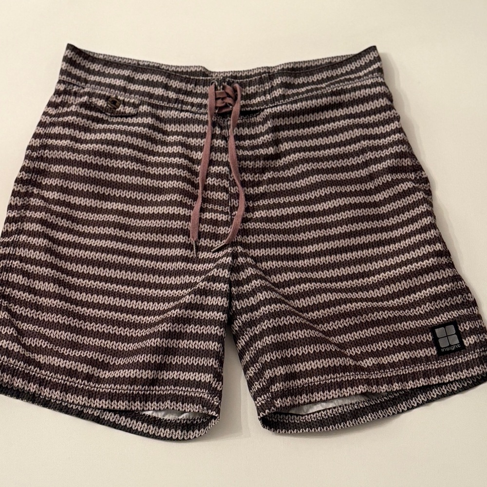 Insight Board Shorts Striped Lace-Up Drawstring Black White Size 34